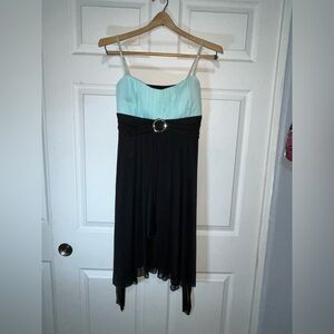 Ruby Rox Y2K Black and Light Blue High Low Dress